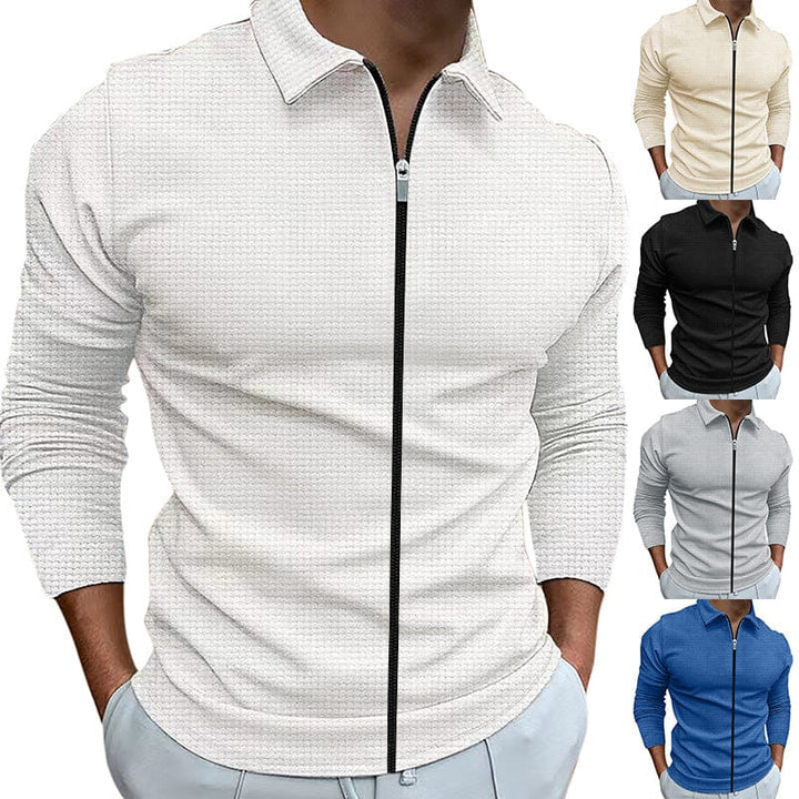 myhomenow.ch Für Ihn Men's Clothing Waffle Style Zipped Lapel Jacket Outdoor Sports Tops