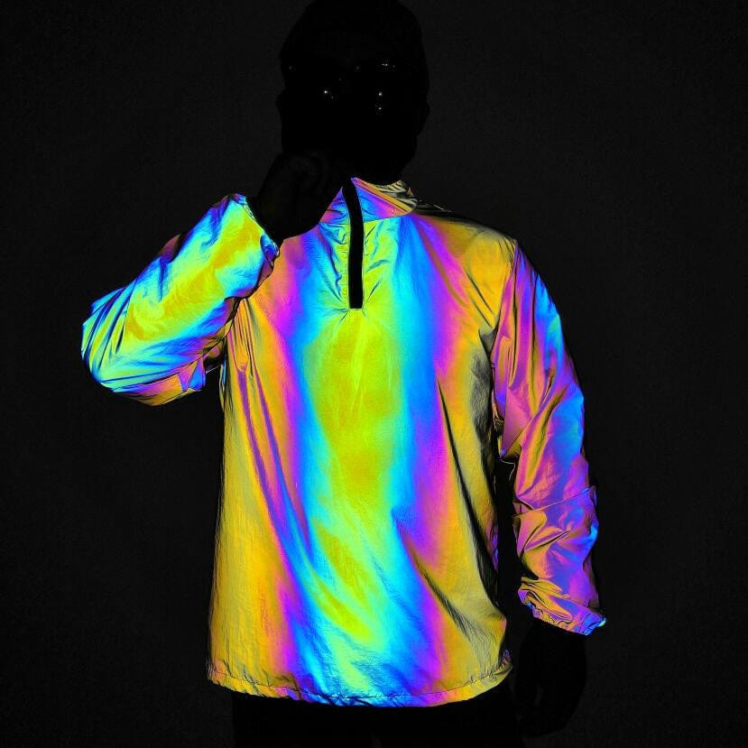 myhomenow.ch Für Ihn Rainbow Luminous Windbreaker Plus Size Jacket