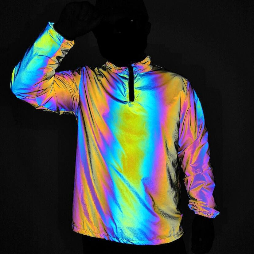 myhomenow.ch Für Ihn Rainbow Luminous Windbreaker Plus Size Jacket