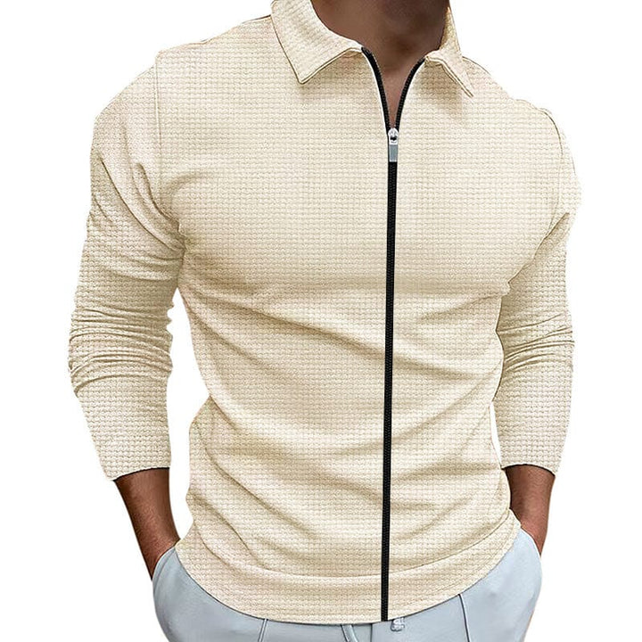 myhomenow.ch Für Ihn Khaki / L Men's Clothing Waffle Style Zipped Lapel Jacket Outdoor Sports Tops