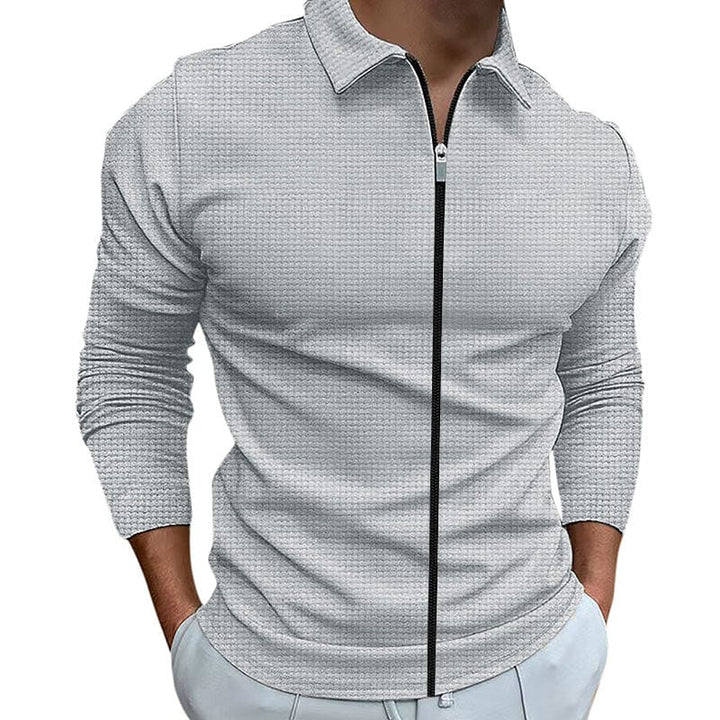 myhomenow.ch Für Ihn Light Gray / L Men's Clothing Waffle Style Zipped Lapel Jacket Outdoor Sports Tops