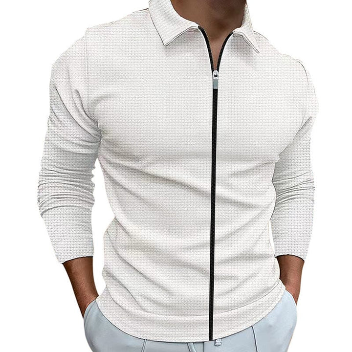 myhomenow.ch Für Ihn White / L Men's Clothing Waffle Style Zipped Lapel Jacket Outdoor Sports Tops