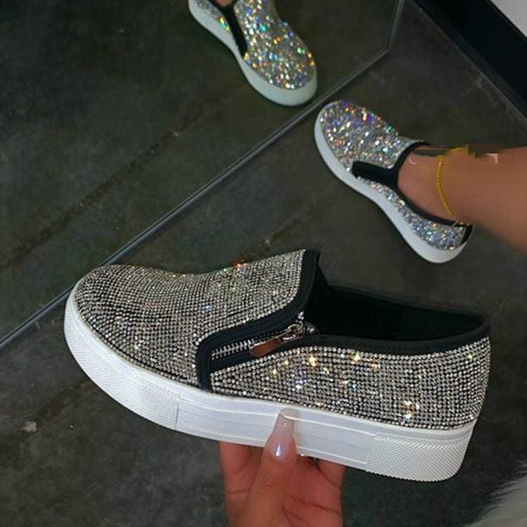 myhomenow.ch Für Sie Large Size Rhinestone Flat Casual Single Shoes One Pedal Lazy Shoes