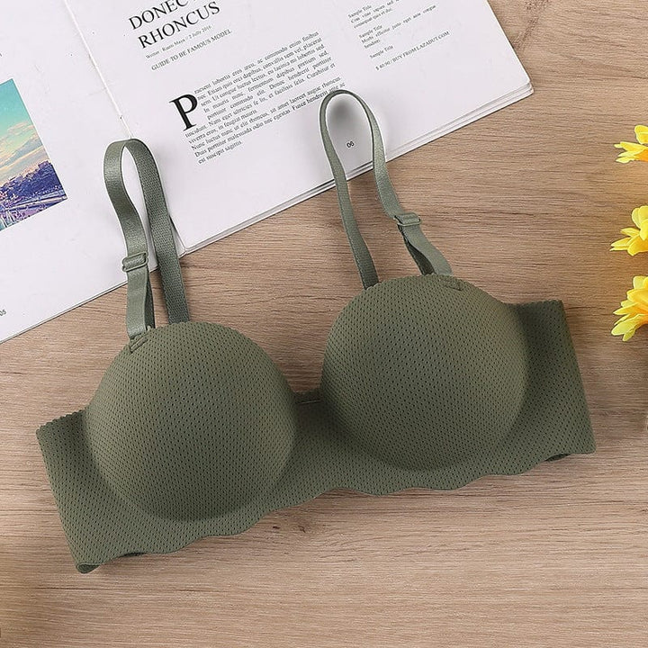 myhomenow.ch Für Sie Dark green / 32 Bra Strapless One-piece Seamless Shumei Student Underwear