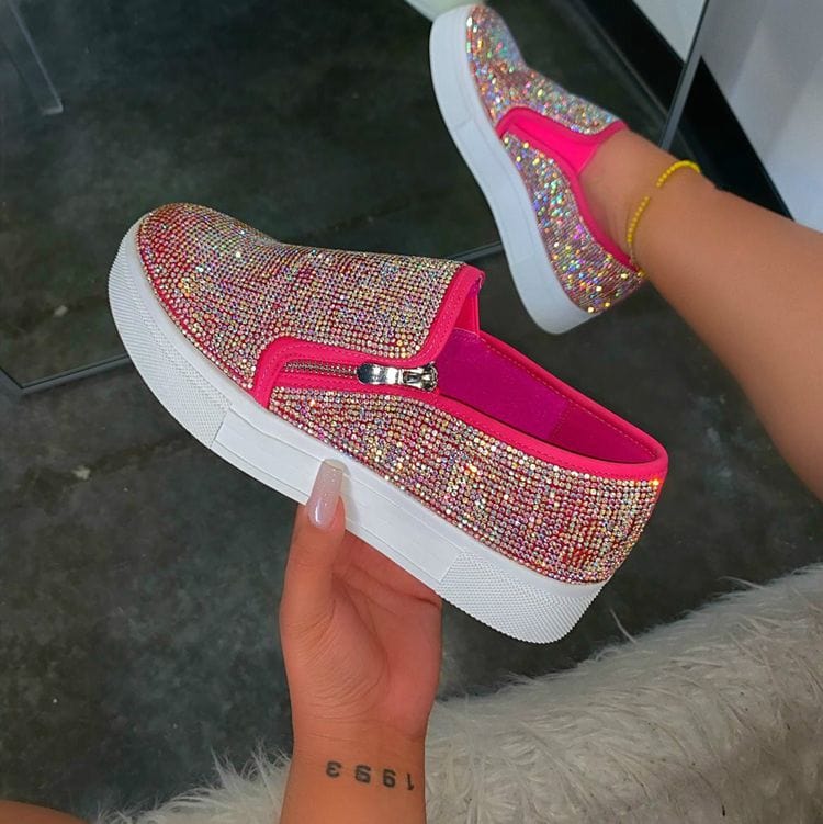 myhomenow.ch Für Sie Pink / 35 Large Size Rhinestone Flat Casual Single Shoes One Pedal Lazy Shoes