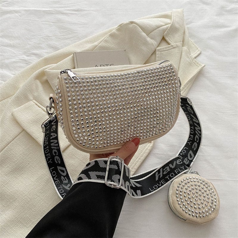 myhomenow.ch Für Sie White Rhinestone Shoulder Bag With Small Purse Fashion Party Underarm Crossbody Bag For Women Luxury Designer Bags