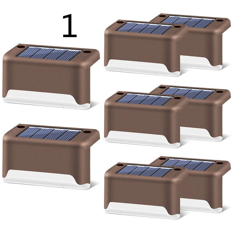 myhomenow.ch Garten Brown / 1 New Upgrade Waterproof LED Solar Fence Lamp Solar Deck Lights Solar Step Light Outdoor For Patio Stairs Garden Pathway Step Yard