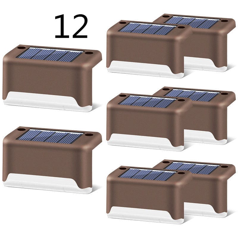 myhomenow.ch Garten Brown / 12 New Upgrade Waterproof LED Solar Fence Lamp Solar Deck Lights Solar Step Light Outdoor For Patio Stairs Garden Pathway Step Yard