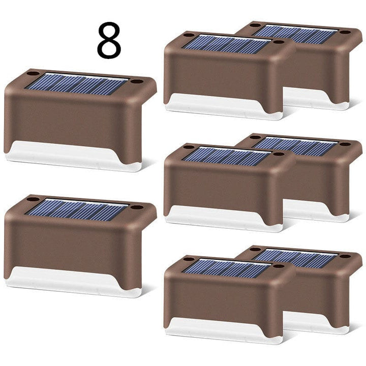 myhomenow.ch Garten Brown / 8 New Upgrade Waterproof LED Solar Fence Lamp Solar Deck Lights Solar Step Light Outdoor For Patio Stairs Garden Pathway Step Yard