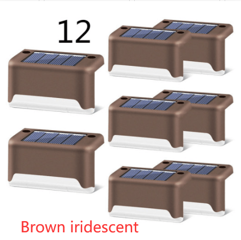 myhomenow.ch Garten Brown iridescent / 12 New Upgrade Waterproof LED Solar Fence Lamp Solar Deck Lights Solar Step Light Outdoor For Patio Stairs Garden Pathway Step Yard