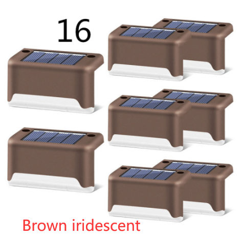 myhomenow.ch Garten Brown iridescent / 16 New Upgrade Waterproof LED Solar Fence Lamp Solar Deck Lights Solar Step Light Outdoor For Patio Stairs Garden Pathway Step Yard