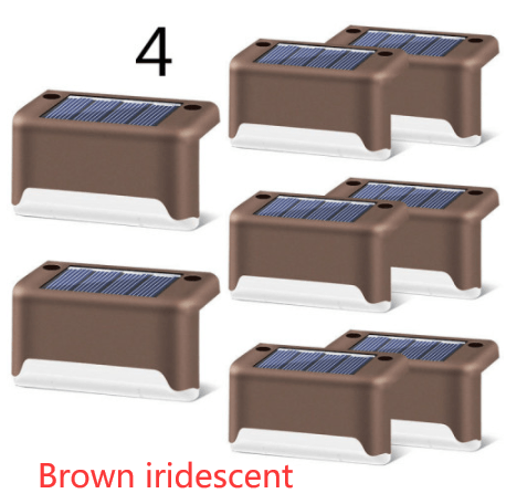 myhomenow.ch Garten Brown iridescent / 4 New Upgrade Waterproof LED Solar Fence Lamp Solar Deck Lights Solar Step Light Outdoor For Patio Stairs Garden Pathway Step Yard