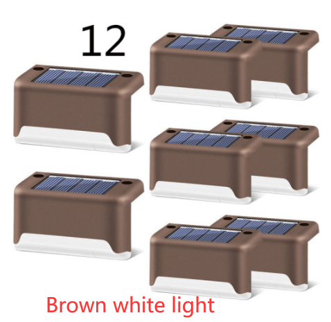 myhomenow.ch Garten Brown white light / 12 New Upgrade Waterproof LED Solar Fence Lamp Solar Deck Lights Solar Step Light Outdoor For Patio Stairs Garden Pathway Step Yard