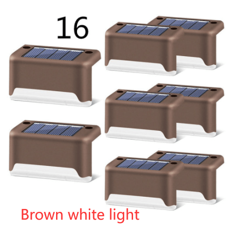 myhomenow.ch Garten Brown white light / 16 New Upgrade Waterproof LED Solar Fence Lamp Solar Deck Lights Solar Step Light Outdoor For Patio Stairs Garden Pathway Step Yard