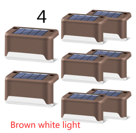 myhomenow.ch Garten Brown white light / 4 New Upgrade Waterproof LED Solar Fence Lamp Solar Deck Lights Solar Step Light Outdoor For Patio Stairs Garden Pathway Step Yard