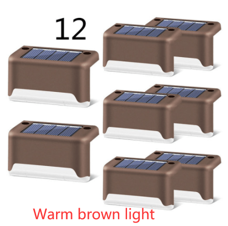 myhomenow.ch Garten Warm brown light / 12 New Upgrade Waterproof LED Solar Fence Lamp Solar Deck Lights Solar Step Light Outdoor For Patio Stairs Garden Pathway Step Yard