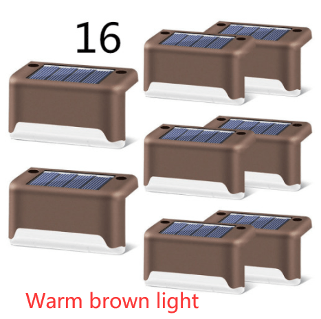 myhomenow.ch Garten Warm brown light / 16 New Upgrade Waterproof LED Solar Fence Lamp Solar Deck Lights Solar Step Light Outdoor For Patio Stairs Garden Pathway Step Yard