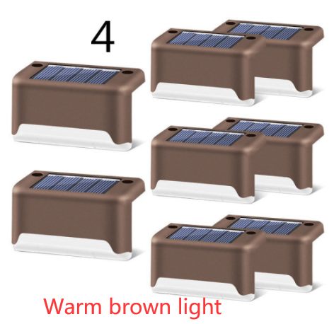 myhomenow.ch Garten Warm brown light / 4 New Upgrade Waterproof LED Solar Fence Lamp Solar Deck Lights Solar Step Light Outdoor For Patio Stairs Garden Pathway Step Yard