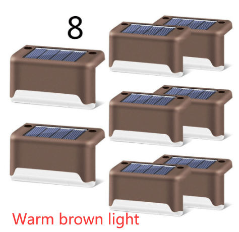 myhomenow.ch Garten Warm brown light / 8 New Upgrade Waterproof LED Solar Fence Lamp Solar Deck Lights Solar Step Light Outdoor For Patio Stairs Garden Pathway Step Yard