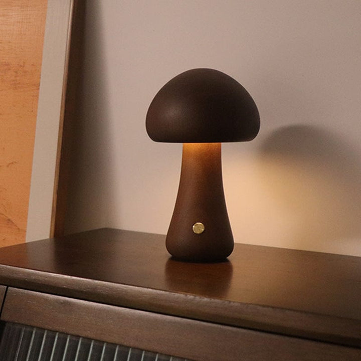 myhomenow.ch Haushalt A / Walnut color / 2.4W INS Hölzerner niedlicher Pilz LED-Nachtlicht mit Touch-Schalter Nachttisch lampe für Schlafzimmer Kinder zimmer Schlaf nacht lampen Heim dekor