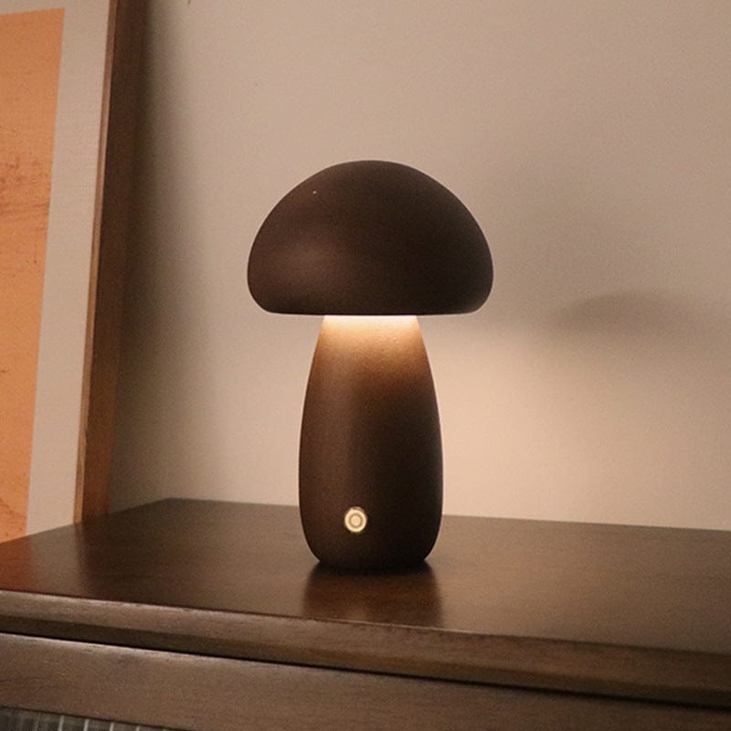 myhomenow.ch Haushalt B / Walnut color / 2.4W INS Hölzerner niedlicher Pilz LED-Nachtlicht mit Touch-Schalter Nachttisch lampe für Schlafzimmer Kinder zimmer Schlaf nacht lampen Heim dekor