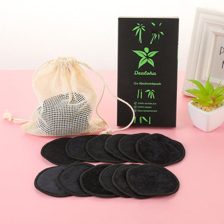 myhomenow.ch Haushalt Black 12pc Bamboo Fiber Makeup Remover Set