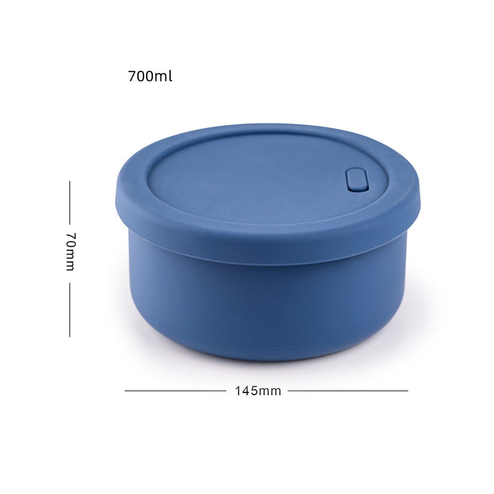 myhomenow.ch Haushalt Blue Round 700ml / With air valve Microwaveable Foldable Silicone Sealed Lunch Box