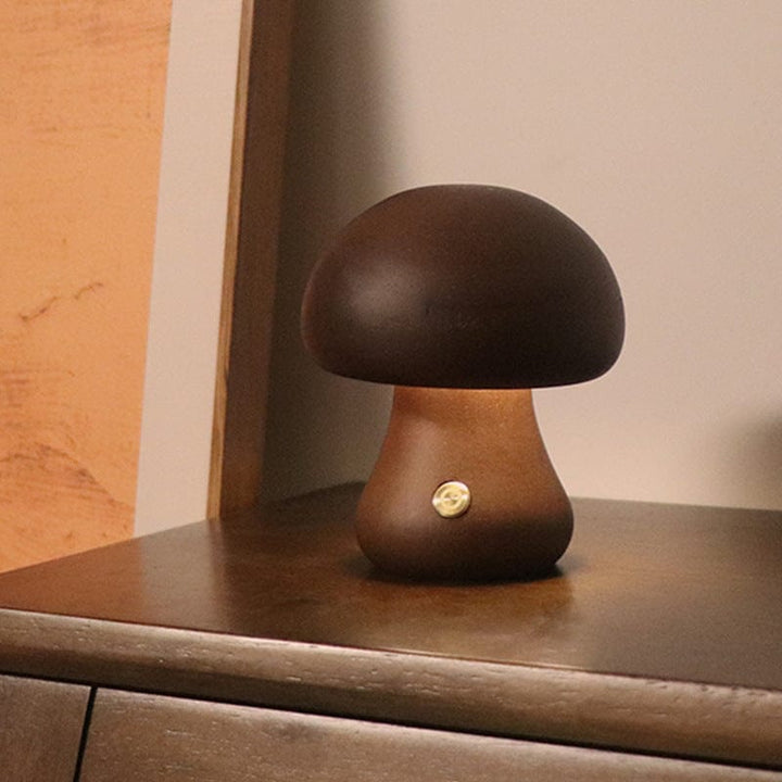 myhomenow.ch Haushalt C / Walnut color / 2.4W INS Hölzerner niedlicher Pilz LED-Nachtlicht mit Touch-Schalter Nachttisch lampe für Schlafzimmer Kinder zimmer Schlaf nacht lampen Heim dekor