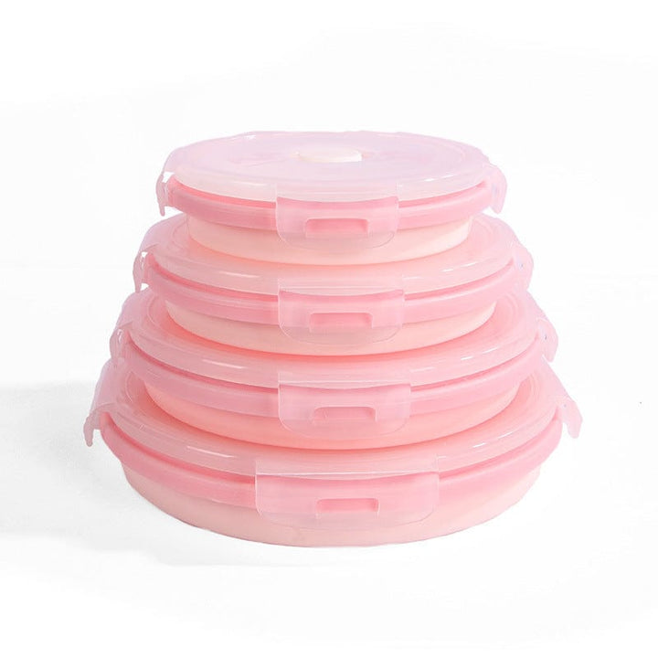 myhomenow.ch Haushalt Folded Round 4PCS / Without air valve Microwaveable Foldable Silicone Sealed Lunch Box