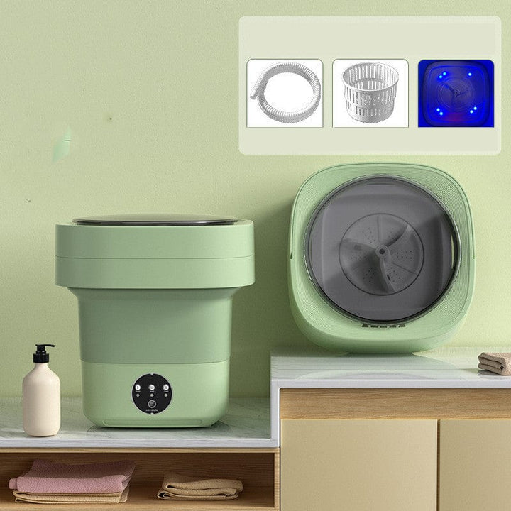 myhomenow.ch Haushalt Green blue light / 220V US Mini Foldable Washing Machine Portable Mini Socks Underwear Panties Washing Machine Big Capacity 3 Models With Spinning Dry Gadgets