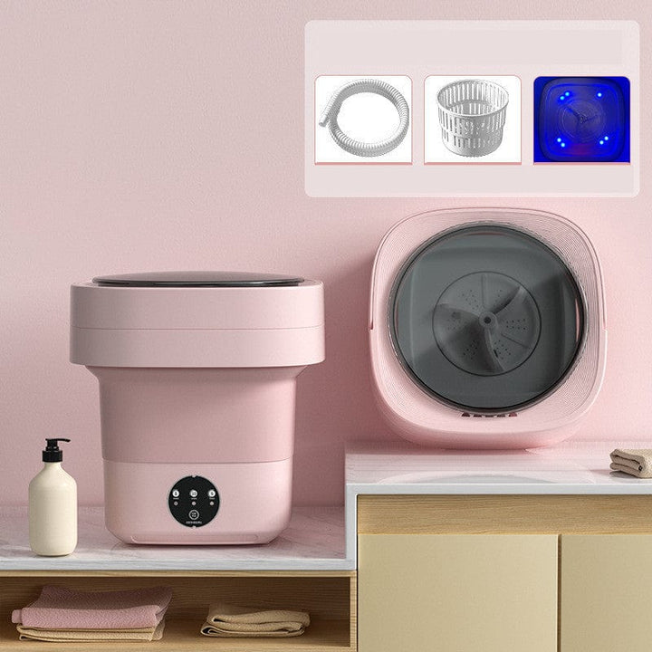 myhomenow.ch Haushalt Pink blue light / 220V US Mini Foldable Washing Machine Portable Mini Socks Underwear Panties Washing Machine Big Capacity 3 Models With Spinning Dry Gadgets