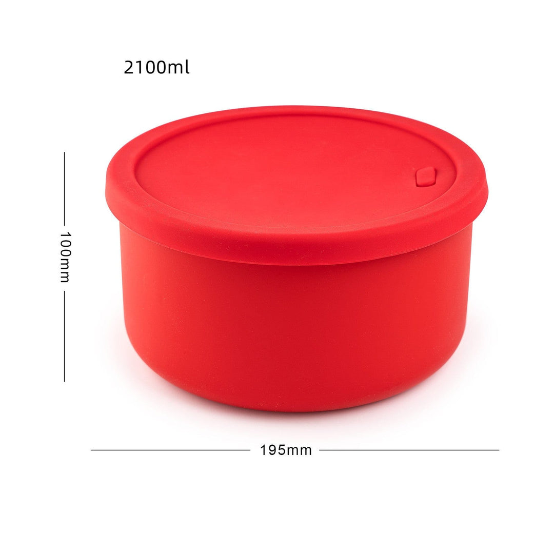 myhomenow.ch Haushalt Red Round 2100ml / With air valve Microwaveable Foldable Silicone Sealed Lunch Box