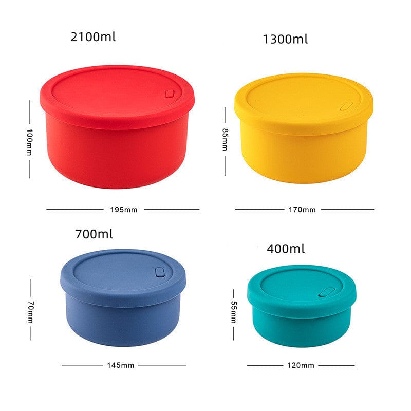 myhomenow.ch Haushalt Round 4PCS Set / With air valve Microwaveable Foldable Silicone Sealed Lunch Box