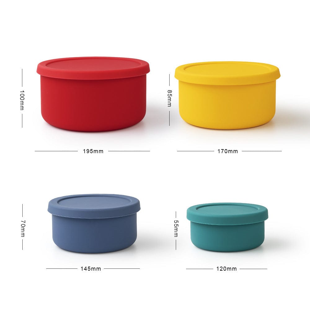 myhomenow.ch Haushalt Round 4PCS Set / Without air valve Microwaveable Foldable Silicone Sealed Lunch Box