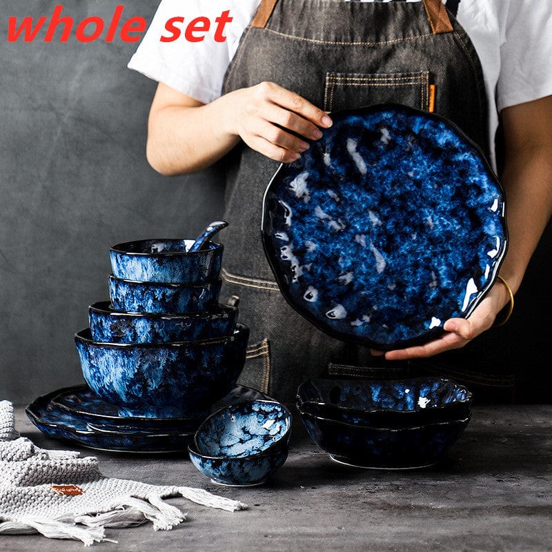 myhomenow.ch Haushalt Whole set Blue Enchantress Tableware Set High-End Restaurant Plate Hotel Tableware