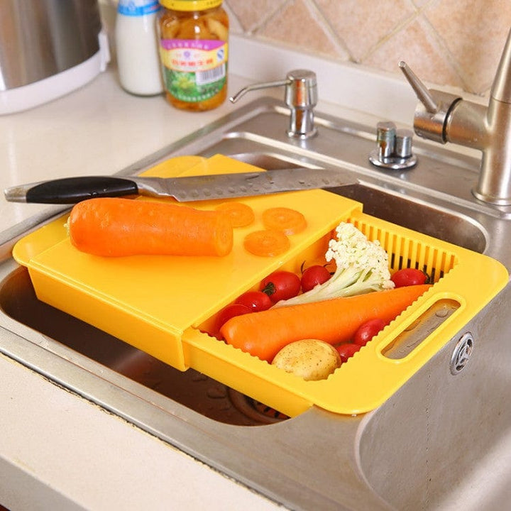 myhomenow.ch Haushalt Yellow Multifunction Kitchen Chopping Blocks Sinks Drain Basket Cutting Board Vegetable Meat Tools Kitchen Accessories Chopping Board