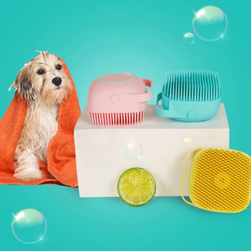 myhomenow.ch Haustier Soft Silicone Bristles Cat Dog Bath Brush Comb Scrubber Shampoo Dispenser For Pet Grooming Deshedding For Pet Washing