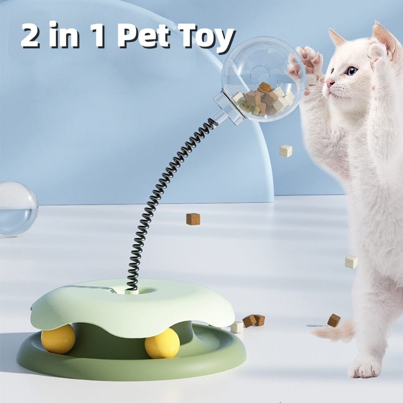 myhomenow.ch Haustier Cat Leakage Food 2 In 1 Toys Turntable Ball Toys Kitten Funny Cat Training Spring Ball Cat Supplies Pet Products