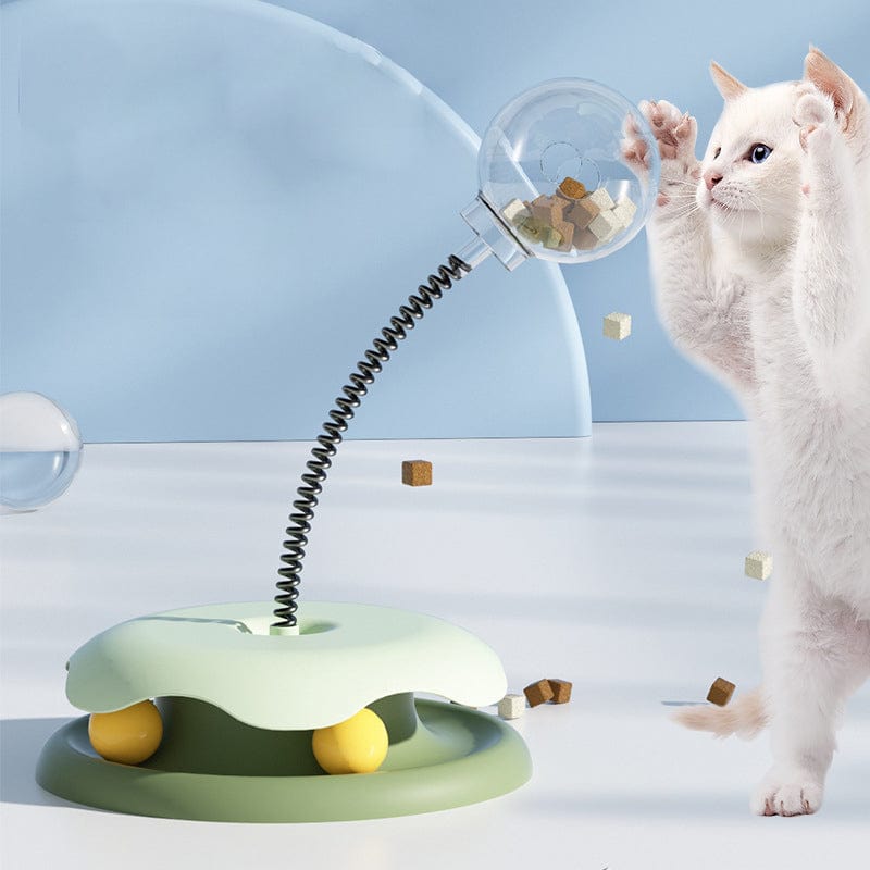 myhomenow.ch Haustier Cat Leakage Food 2 In 1 Toys Turntable Ball Toys Kitten Funny Cat Training Spring Ball Cat Supplies Pet Products