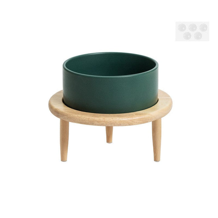 myhomenow.ch Haustier Green single bowl / 15.5CM 850ML Pet Cat And Dog Basin Ceramic Double Bowl Neck Protector