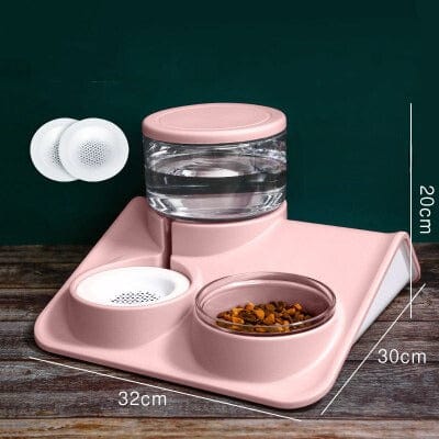 myhomenow.ch Haustier Pink mit Filter Automatischer Trinkwasserspender mit Futterschale