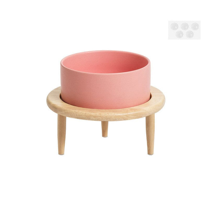 myhomenow.ch Haustier Pink single bowl / 15.5CM 850ML Pet Cat And Dog Basin Ceramic Double Bowl Neck Protector