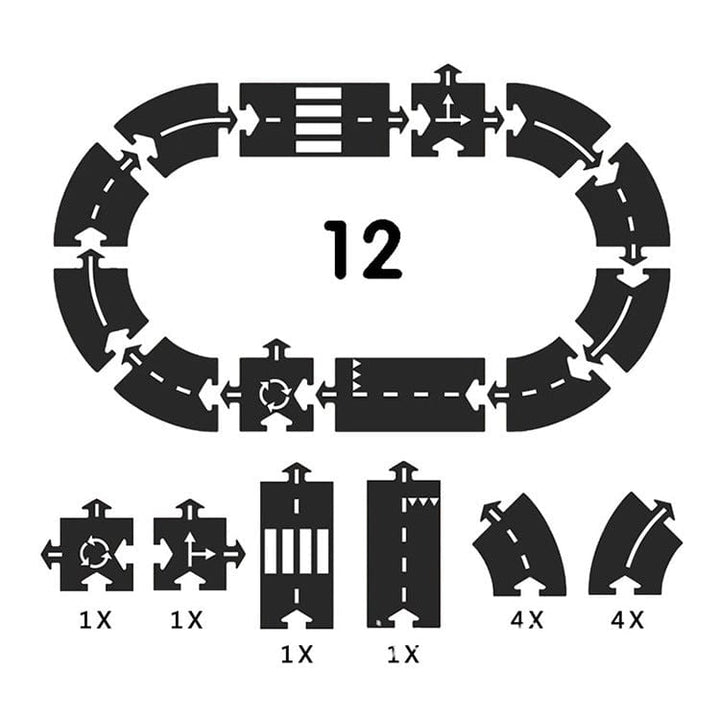 myhomenow.ch Kinder 12 Stk. Auto Fahrbahn Flexible Puzzle Set