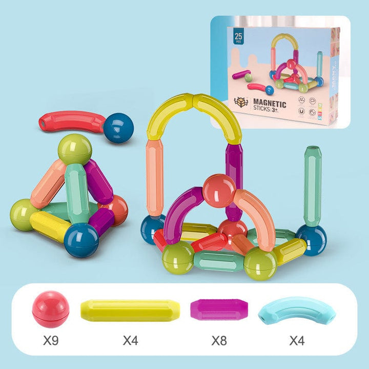 myhomenow.ch Kinder 25PCS Große Größe DIY Magnetische Bau Set Frühe Lernen Konstruktor Vielzahl Magnetische Stange Bausteine Für Kinder Spielzeug Geschenk