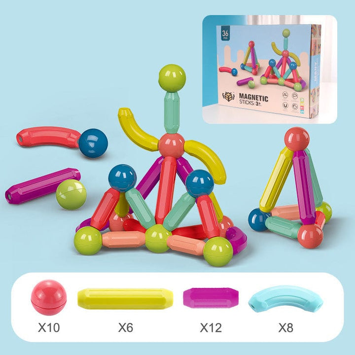 myhomenow.ch Kinder 36PCS Große Größe DIY Magnetische Bau Set Frühe Lernen Konstruktor Vielzahl Magnetische Stange Bausteine Für Kinder Spielzeug Geschenk