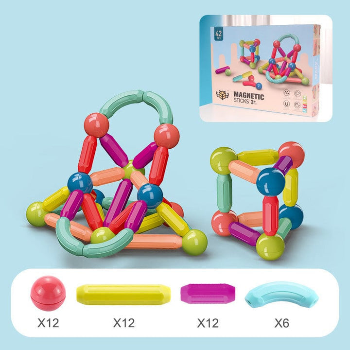 myhomenow.ch Kinder 42PCS Große Größe DIY Magnetische Bau Set Frühe Lernen Konstruktor Vielzahl Magnetische Stange Bausteine Für Kinder Spielzeug Geschenk