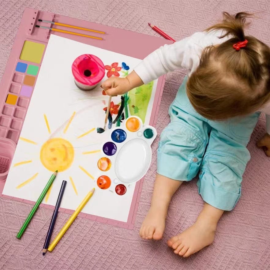 myhomenow.ch Kinder Handmade Erasable Washable Plastic Silicone Palette Children's Painting Mat