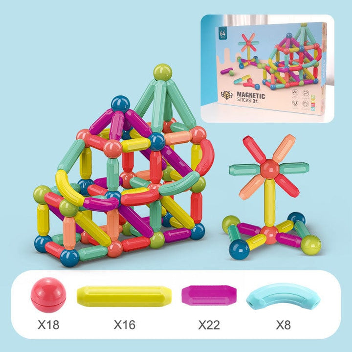 myhomenow.ch Kinder 64PCS Große Größe DIY Magnetische Bau Set Frühe Lernen Konstruktor Vielzahl Magnetische Stange Bausteine Für Kinder Spielzeug Geschenk