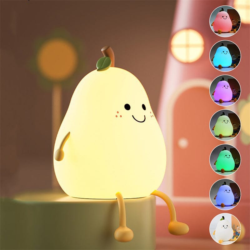 myhomenow.ch Kinder As shown / USB LED Pear Fruit Night Light USB Rechargeable Dimming Touch Silicone Table Lamp Bedroom Bedside Decoration Couple Gift Boby Light