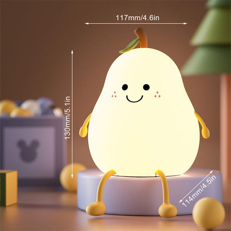 myhomenow.ch Kinder As shown / USB LED Pear Fruit Night Light USB Rechargeable Dimming Touch Silicone Table Lamp Bedroom Bedside Decoration Couple Gift Boby Light